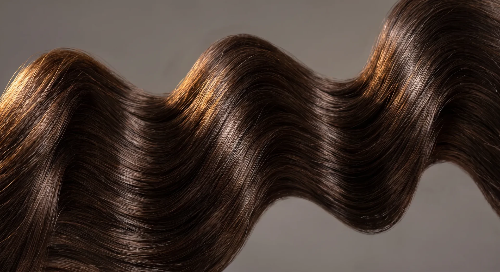 Close view of glossy dark hair fibres