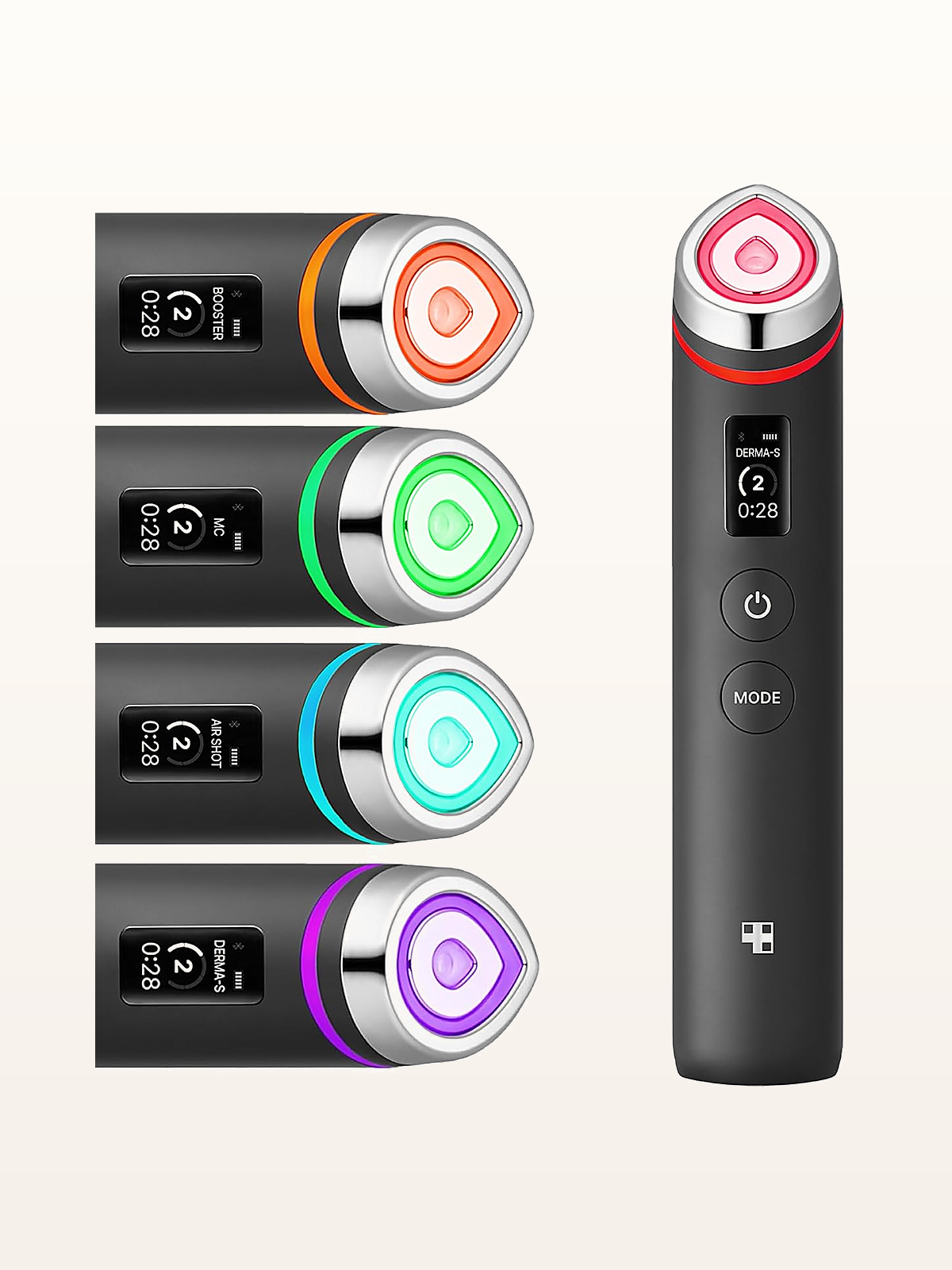 Medicube Age-R Booster Pro 6-in-1 Skincare Device clinical hardware on warm studio stage