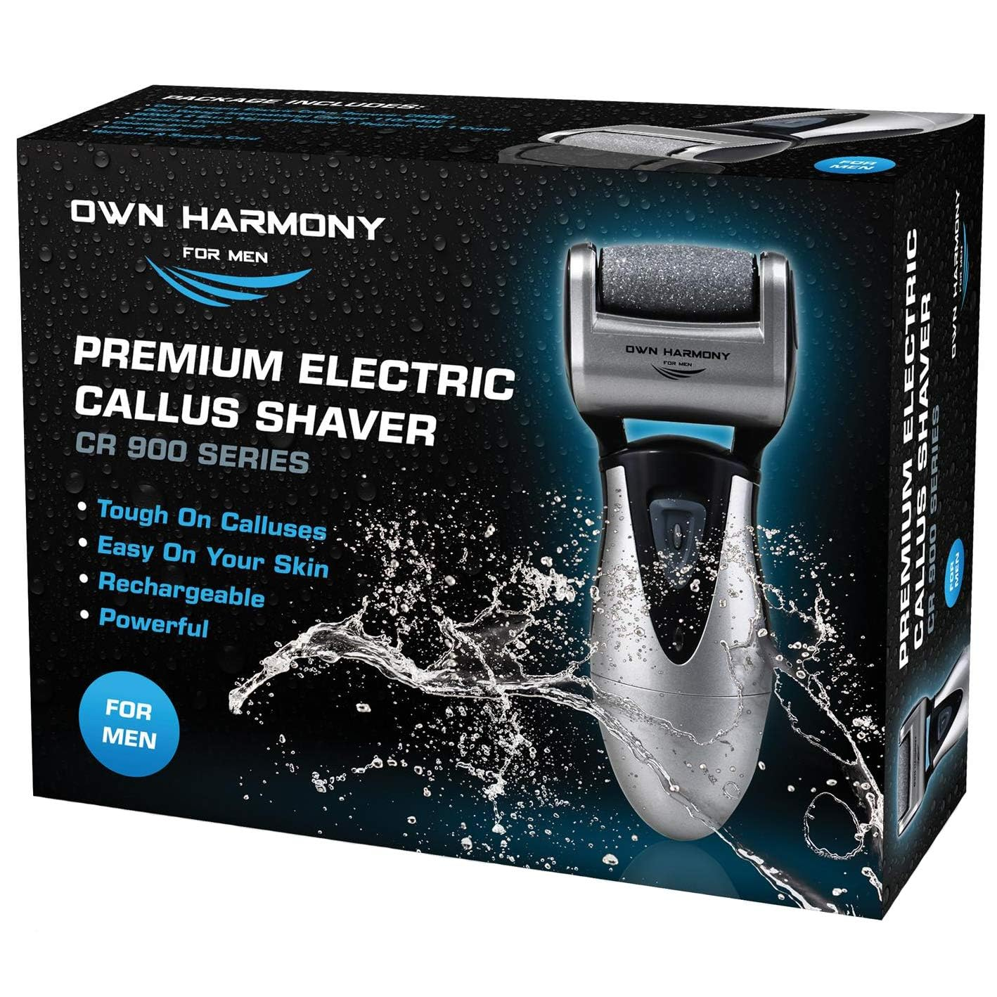 Own Harmony rechargeable electric foot callus remover with three crystal heads on a plain white background