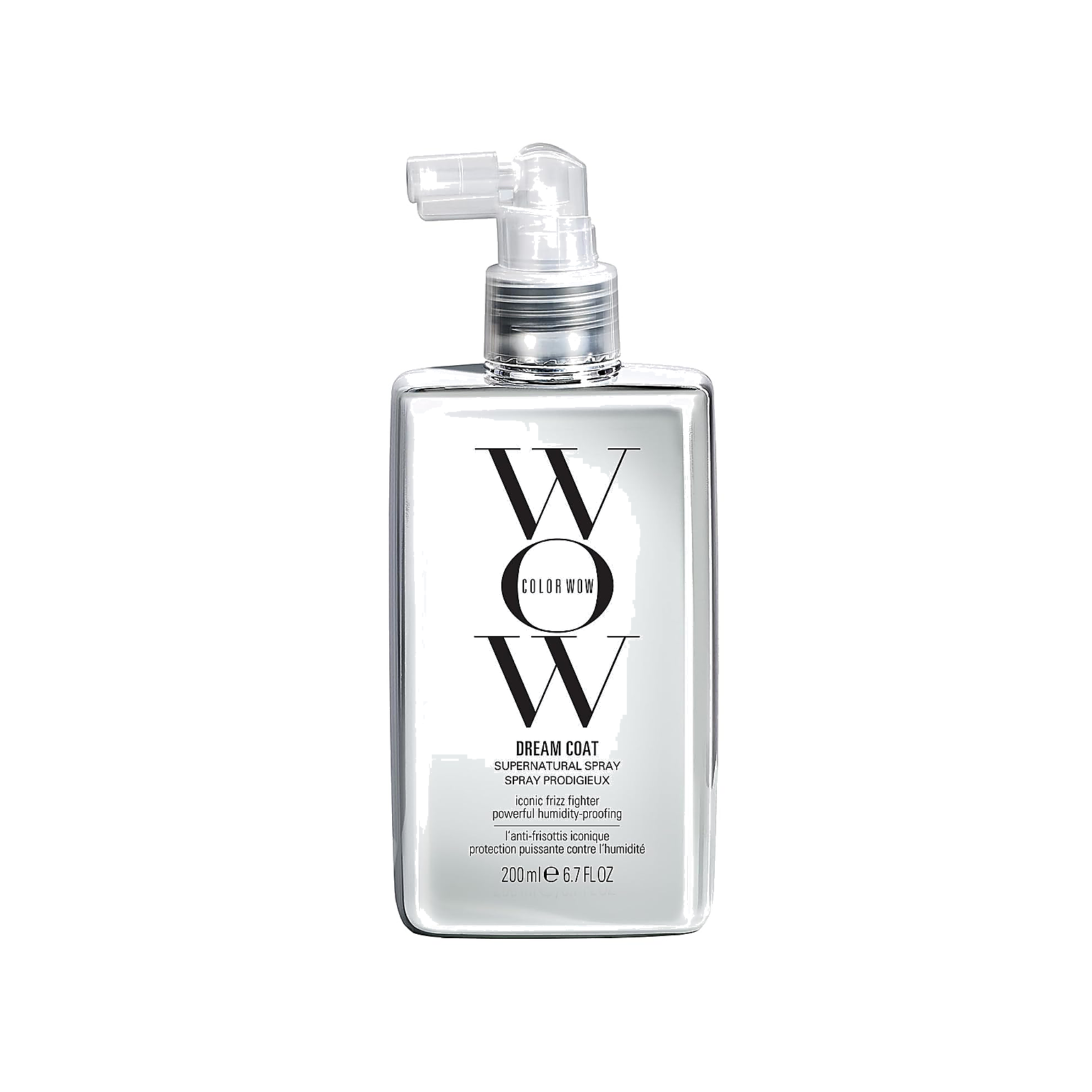 Color Wow Dream Coat Supernatural Spray bottle on warm porcelain background.
