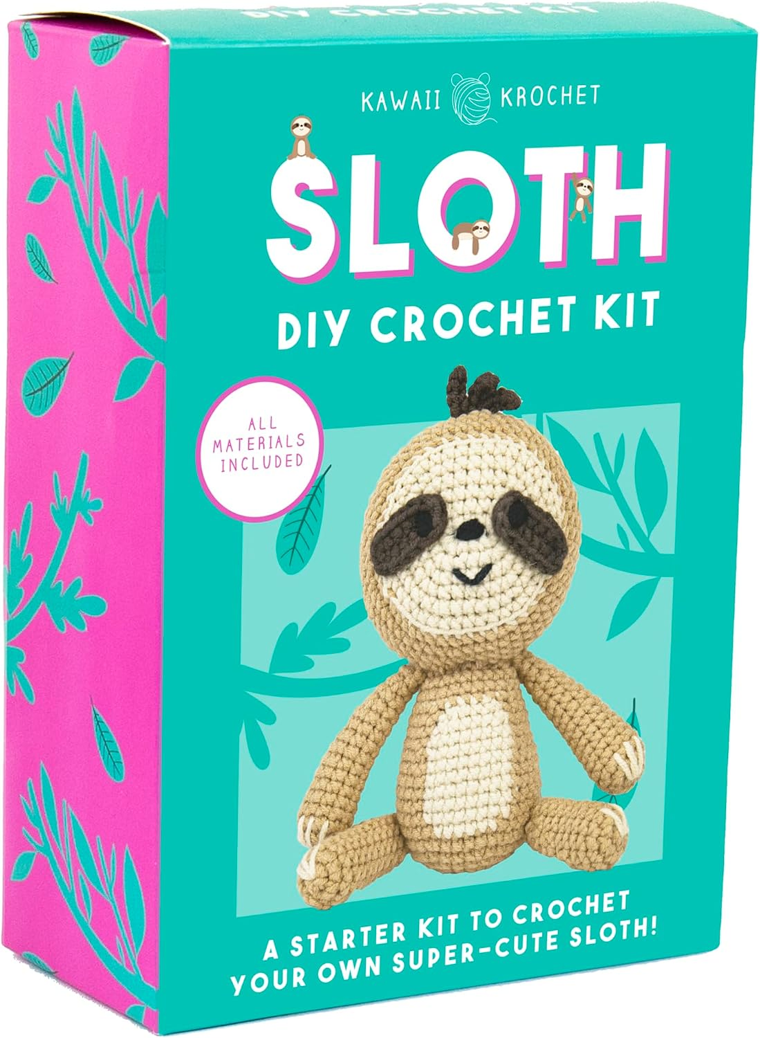 Gift Republic Kawaii Krochet DIY Sloth crochet kit box with wool and stuffing