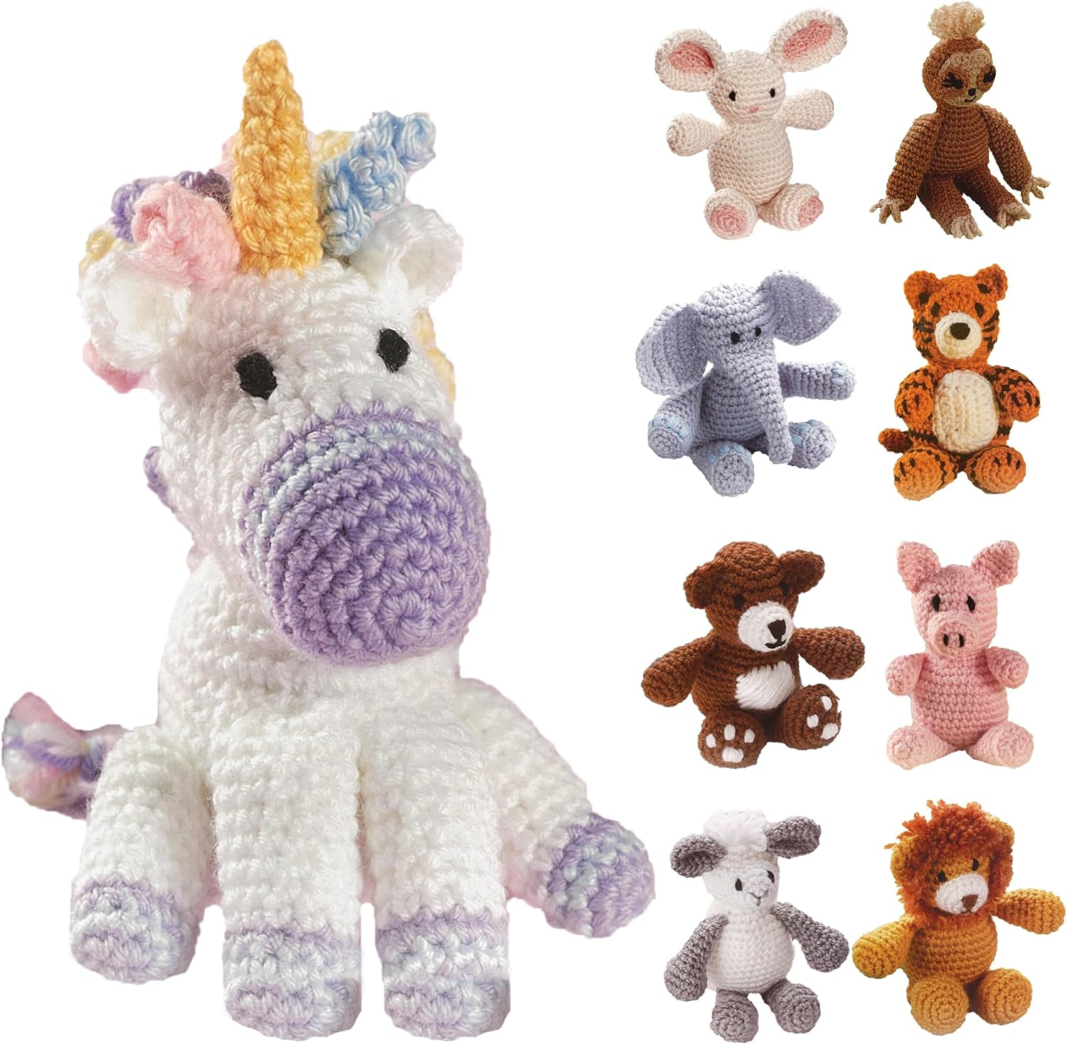 Leisure Arts Little Crochet Friend Unicorn Kit eight inch stuffed animal box
