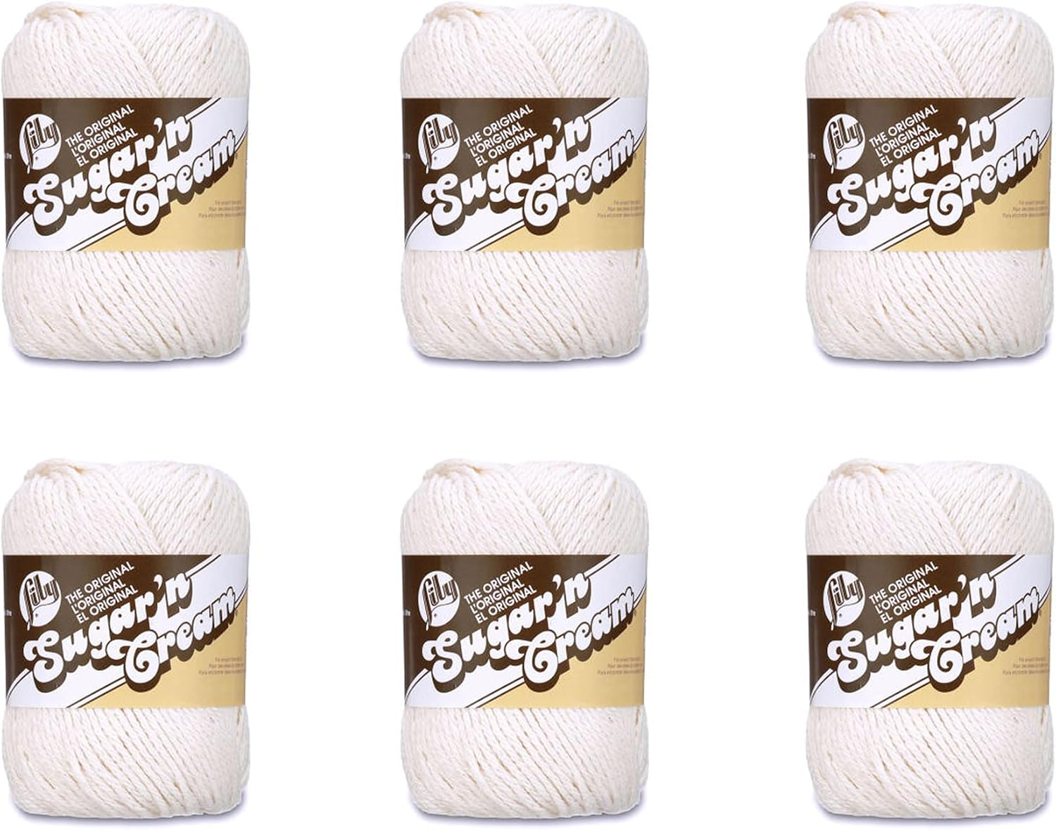 Lily Sugar n Cream cotton yarn ecru 6-pack
