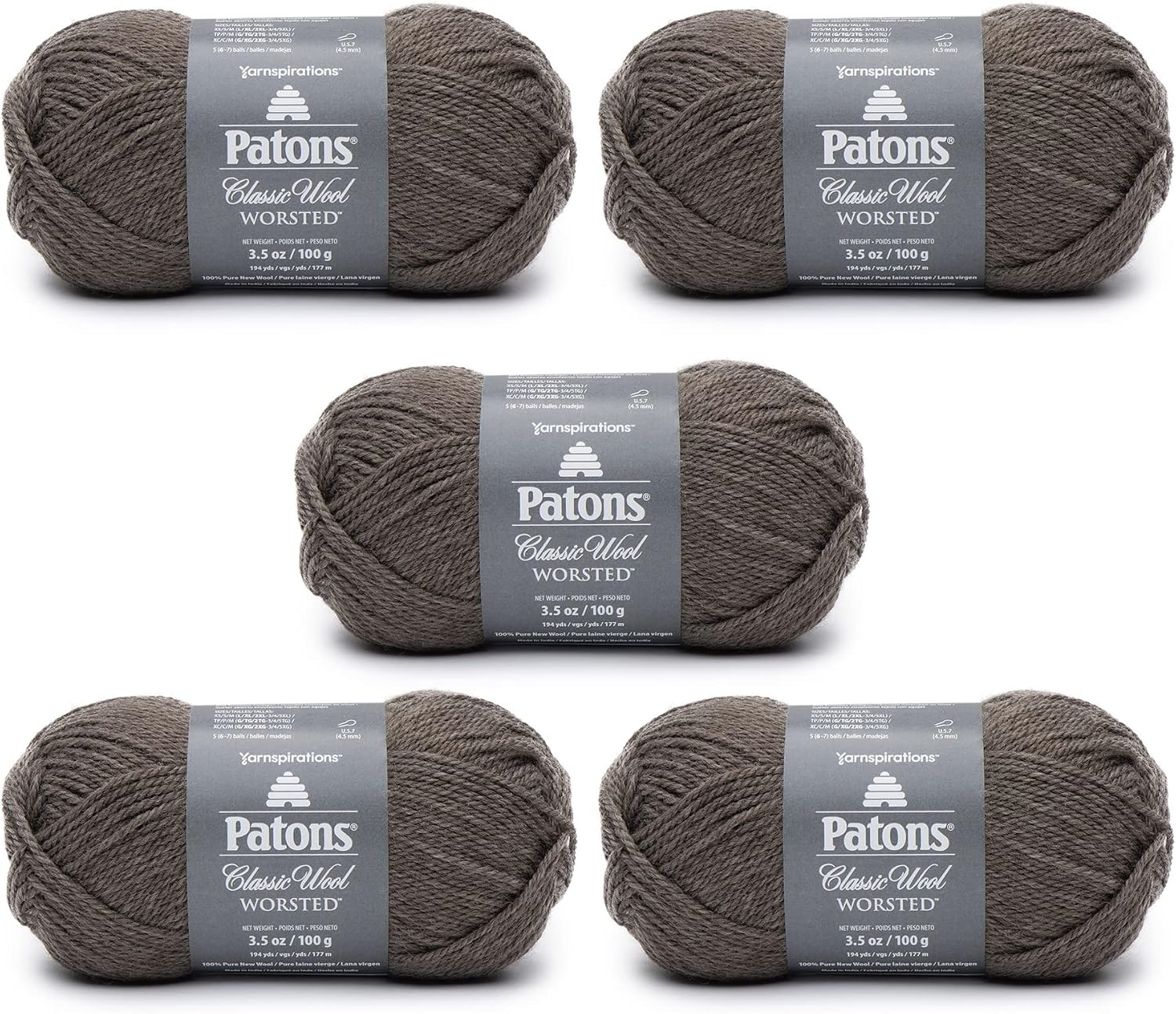 Patons Classic Wool Heath Heather yarn 5-pack