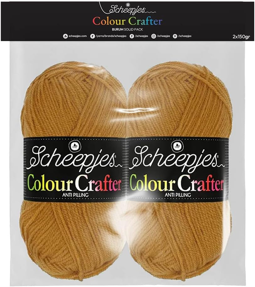 Scheepjes Colour Crafter acrylic yarn, two skeins in Burum Yellow